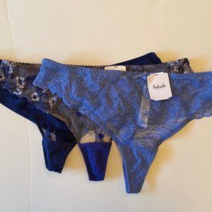 BNWT Aubade Danse Idylle Marble Softessence Navy Cobalt Nude Blue Panty Set XL